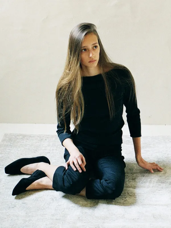COTTON JERSEY TOP [WHITE, BLACK]