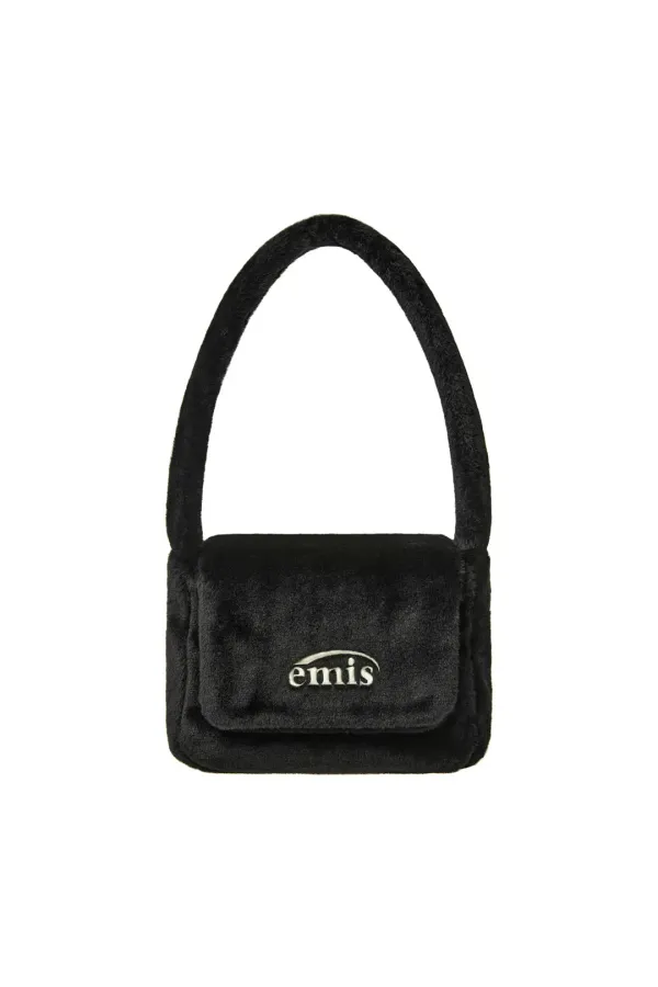 FUR SQUARE FLAP BAG-BLACK