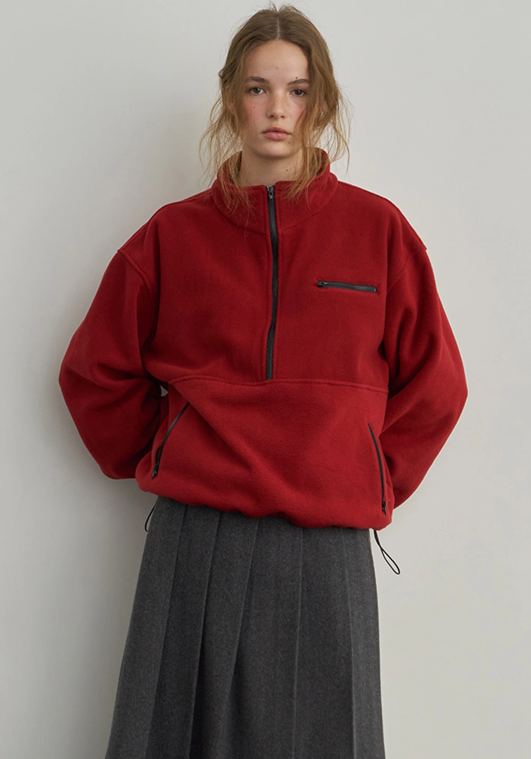 이브세이지 Half-zip pullover fleece (Red) 상품 이미지 2