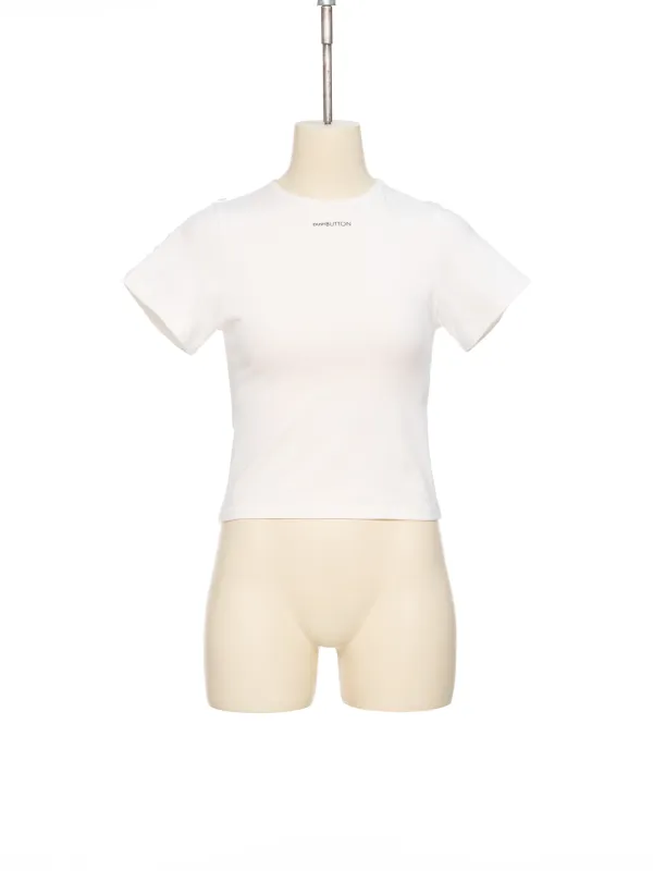 SS26 ZERO WHITE ADJUSTABLE CROP T-SHIRT
