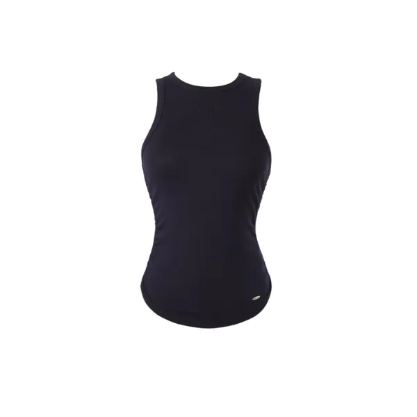 Soft Slim Halter Neck Sleeveless Top [Navy]