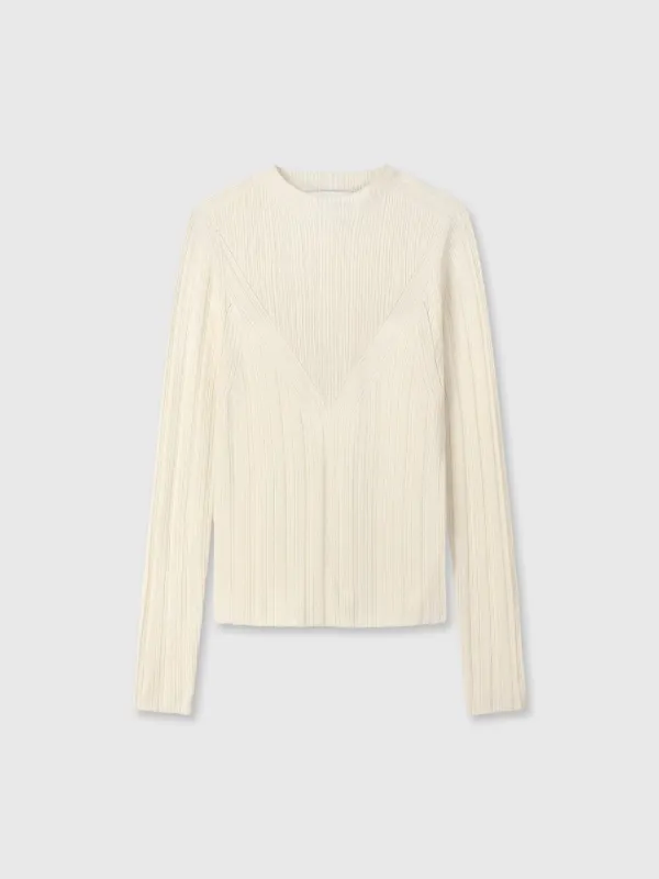 (W) WOOL SLIM-FIT HIGH-NECK TOP_ IVORY