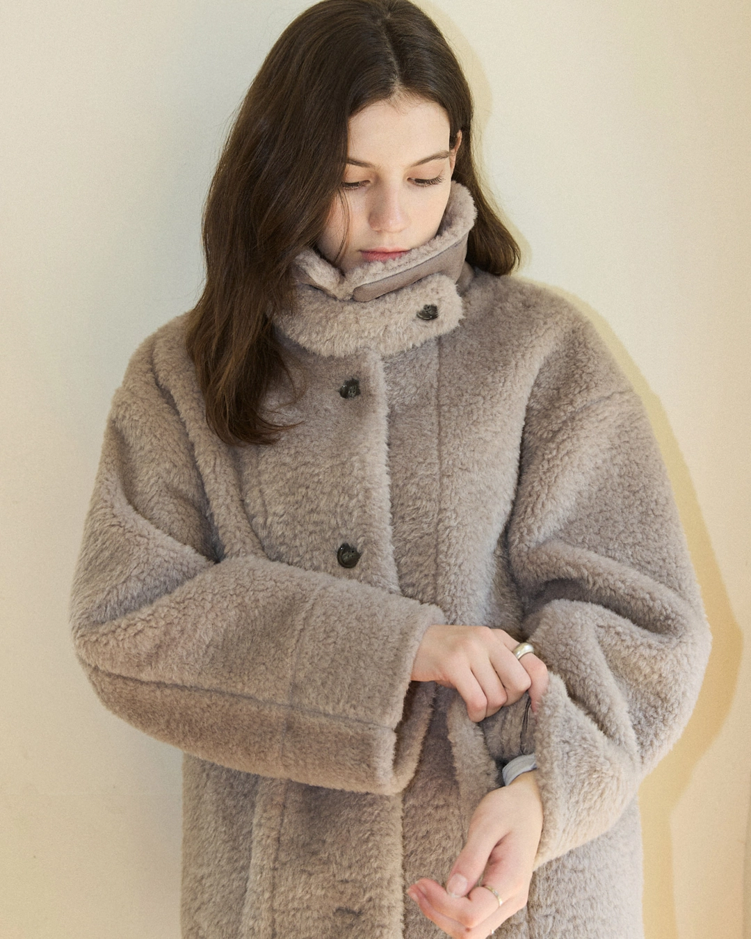 어다울 Shearing boucle mustang half coat - grey 상품 이미지 2