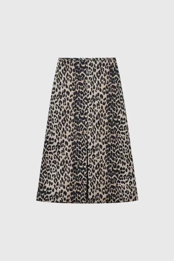 Soft Pleats Midi Skirt_Leopard