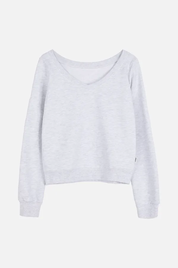 Stitch Boat Neck Top _ Light Gray