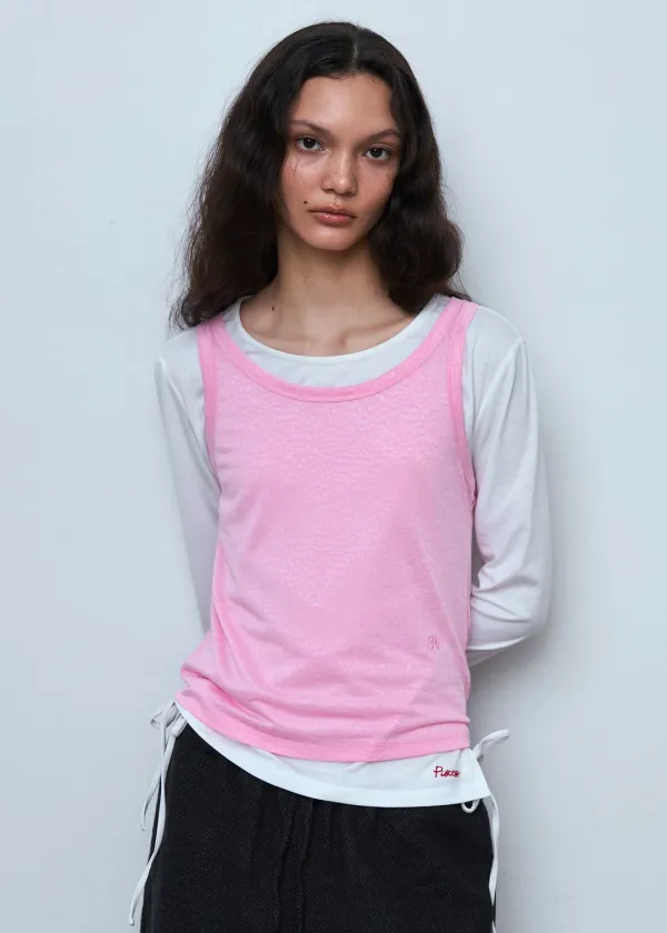 Floral Mesh Sleeveless Top_Pink