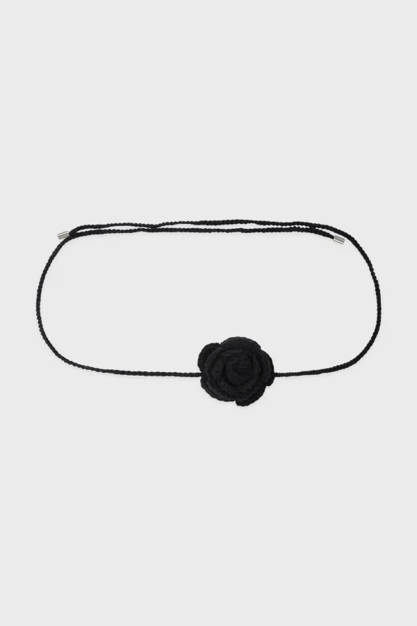 [신시아 착용] Knit Rose Tie (Black)