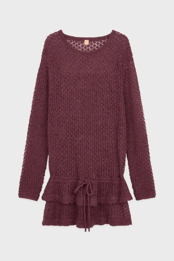 Openwork Knit Pullover (Cherry)
