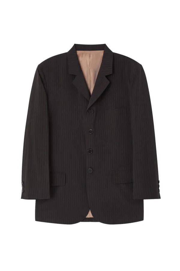 PIN STRIPE JACKET (BROWN)