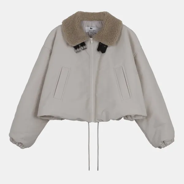 fur collar balloon padded jacket (ecru)