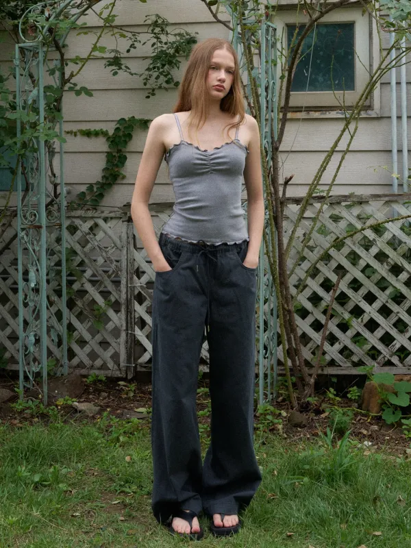 fairy shirring camisole (charcoal)