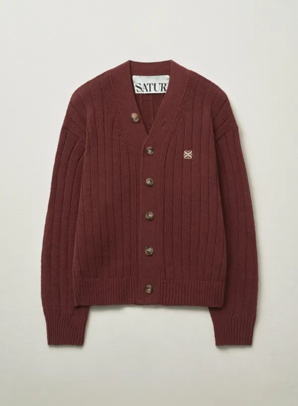 [RIIZE\'s Pick] Faro Over Size Boucle Cardigan - Burgundy