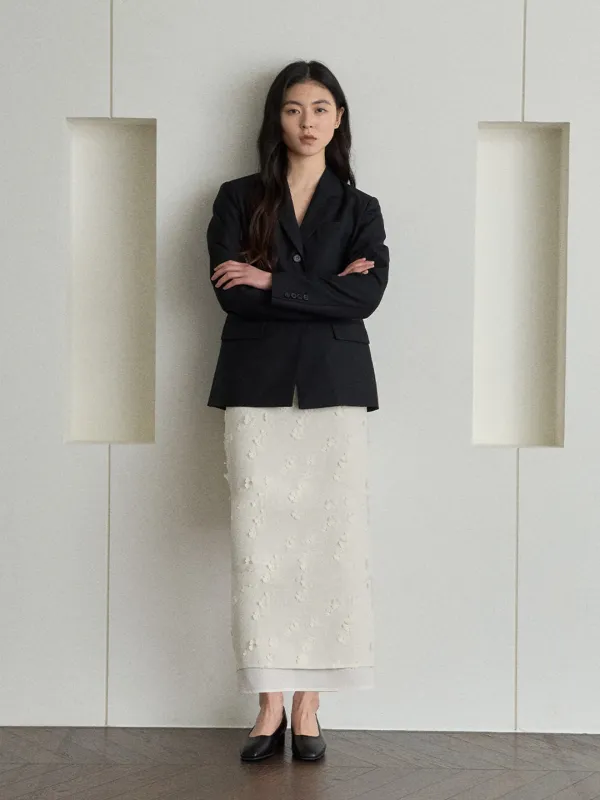 Layered Midi Skirt_floral white