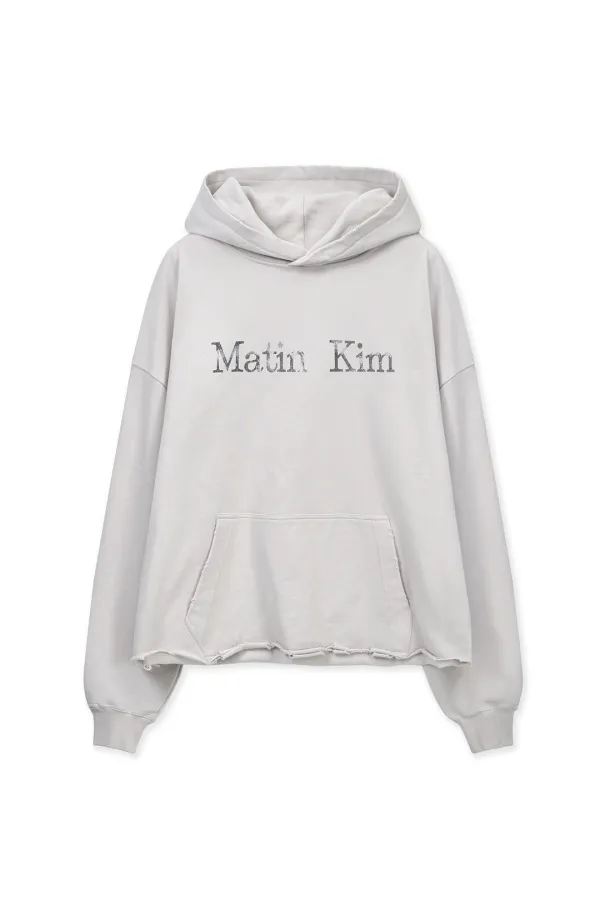 RAW EDGE HEM SWEAT HOODY IN LIGHT BEIGE