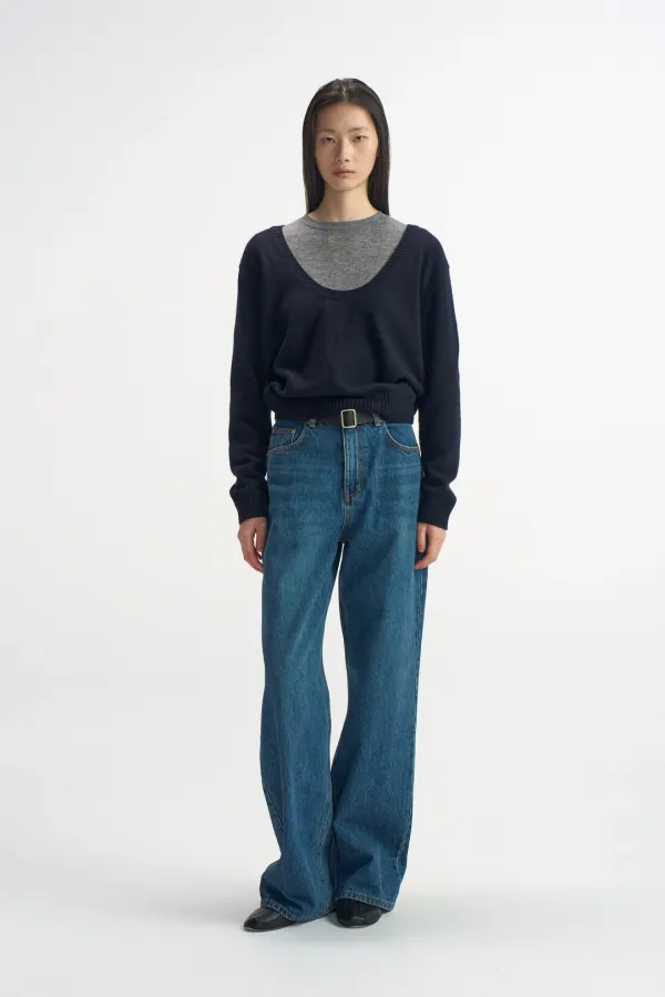 Round-Neck Cropped Knit_Dark Gray