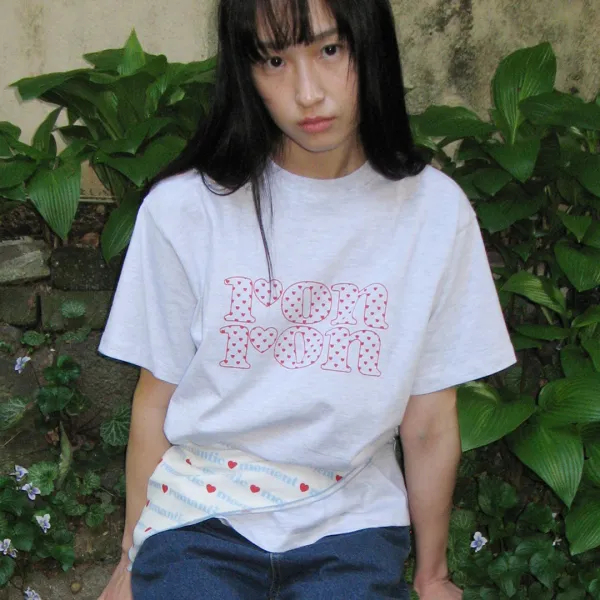 HEART LOGO BASIC FIT T SHIRT WHITE MELNAGE