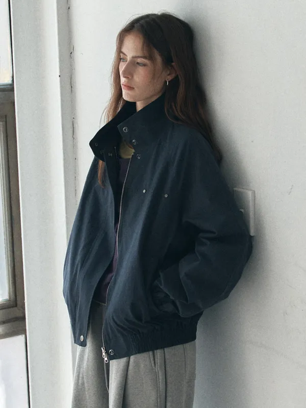 Dusty cotton blouson jumper [KNFW06JP01]_Charcoal