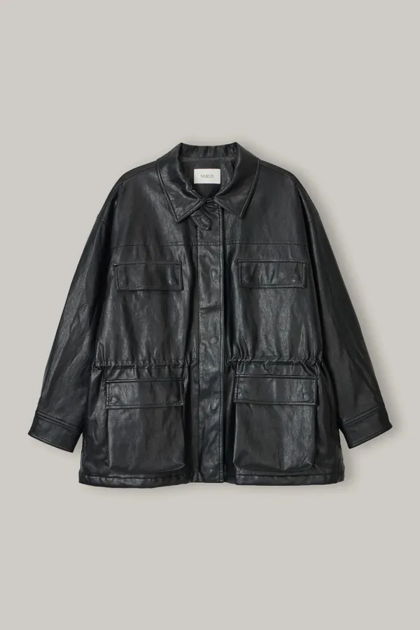 JK012 Archive Leather Safari Jacket (Black)