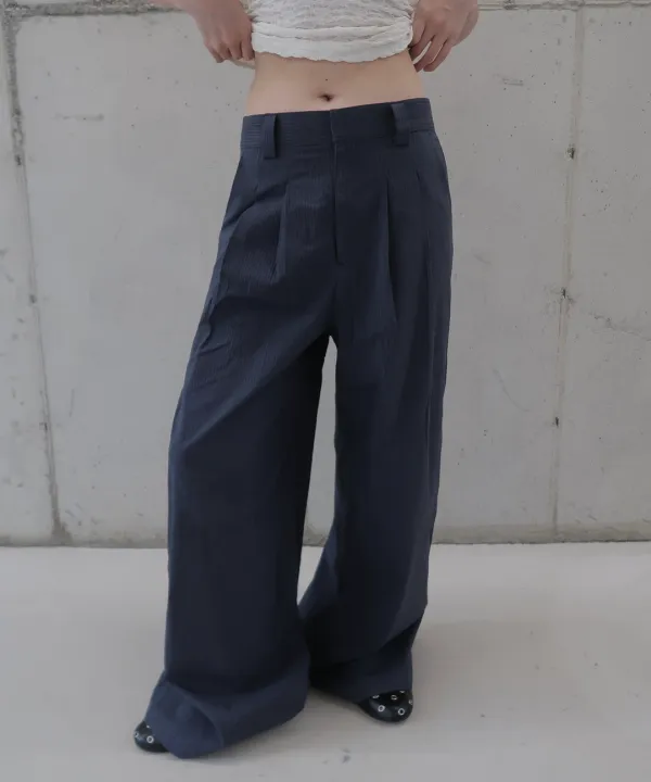 OVERSIZED VTG STRIPE TROUSERS - NAVY