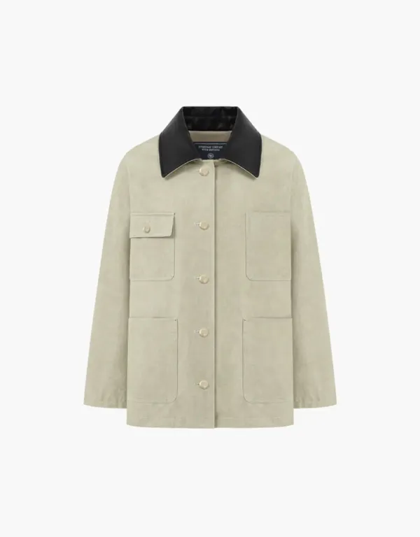 gold button work jacket - light beige