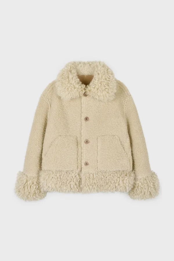 Reversible Mix Shearling Jacket (Beige)