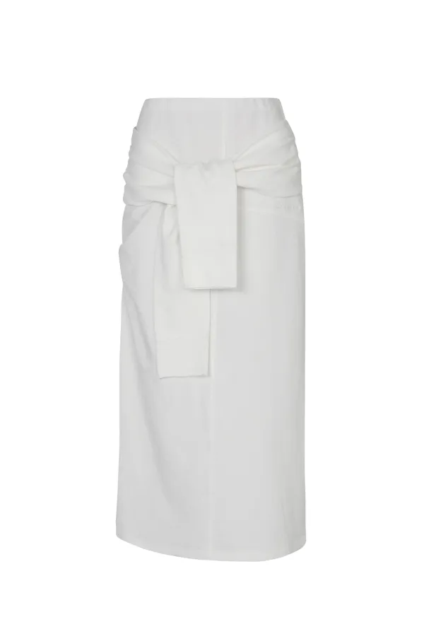 TIED LONG SKIRT white