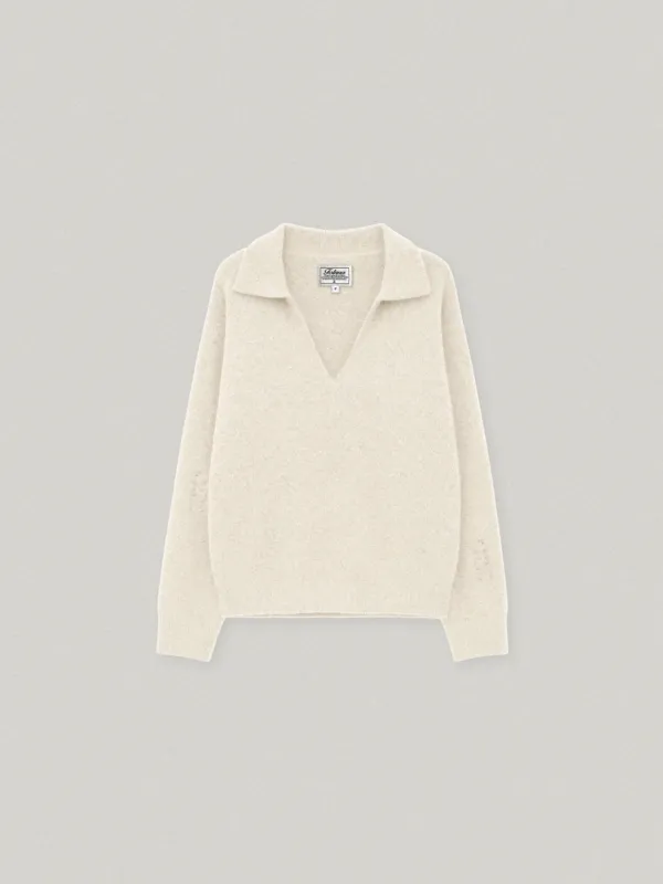 DAMAGE V NECK COLLAR KNIT (IVORY)