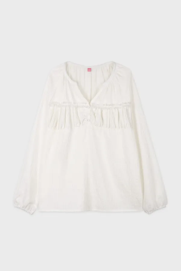 Shirring Panner Blouse (White)