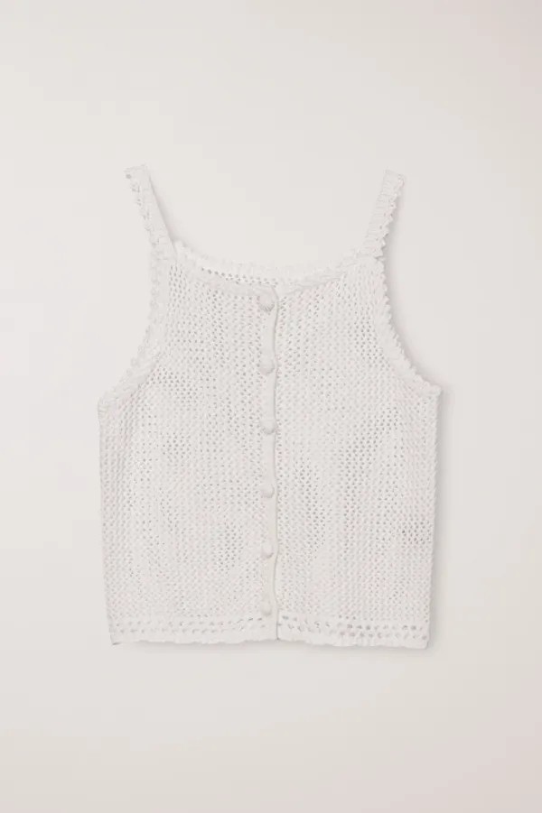 CROCHET BUSTIER KNIT TOP IVORY_UDSW6B232IV
