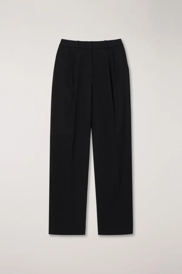 DOUBLE PLEATED SLACKS BLACK_UDPA6A204BK