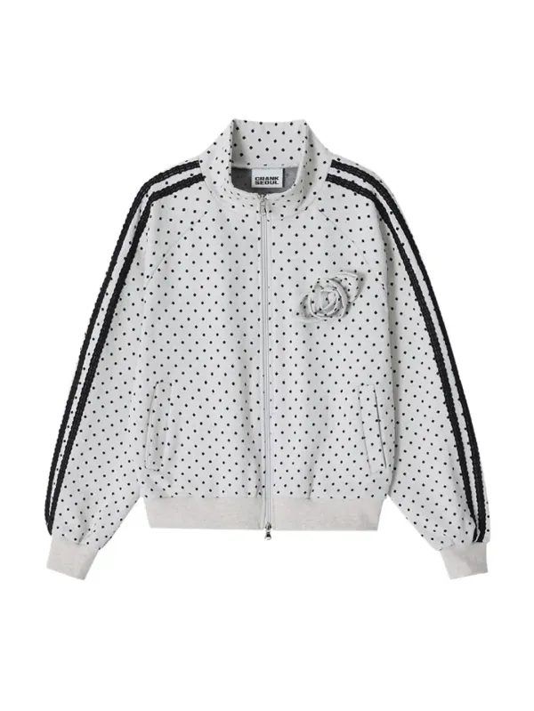 ROSE DOT TRACK JACKET_OATMEAL