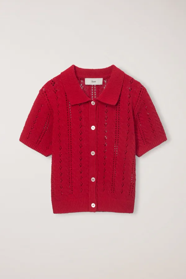 COLLARED HALF SLEEVE CARDIGAN RED_UDSW6B223R2