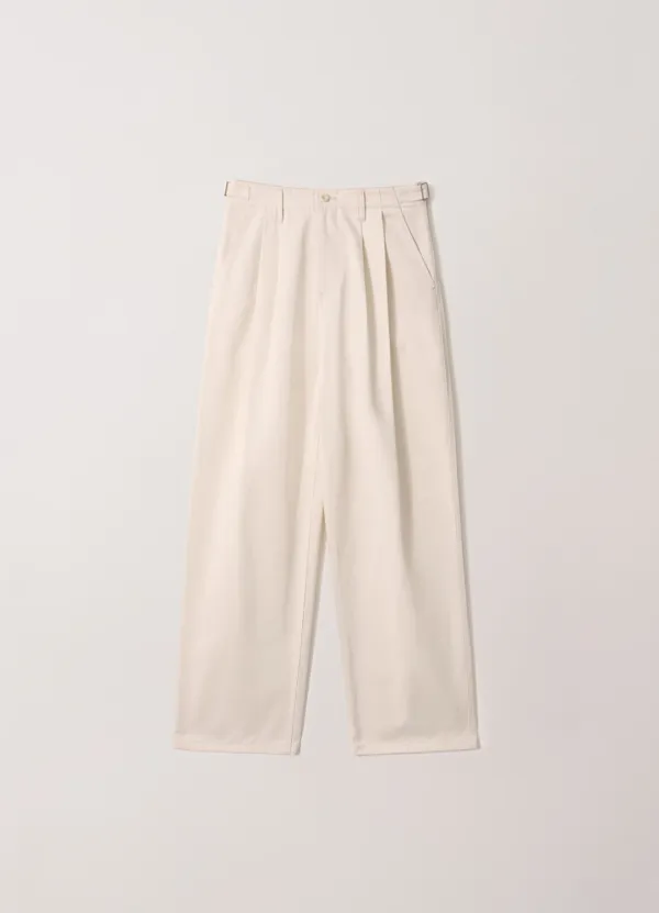 Cotton Two-Pleat Chino Pants (Cream)