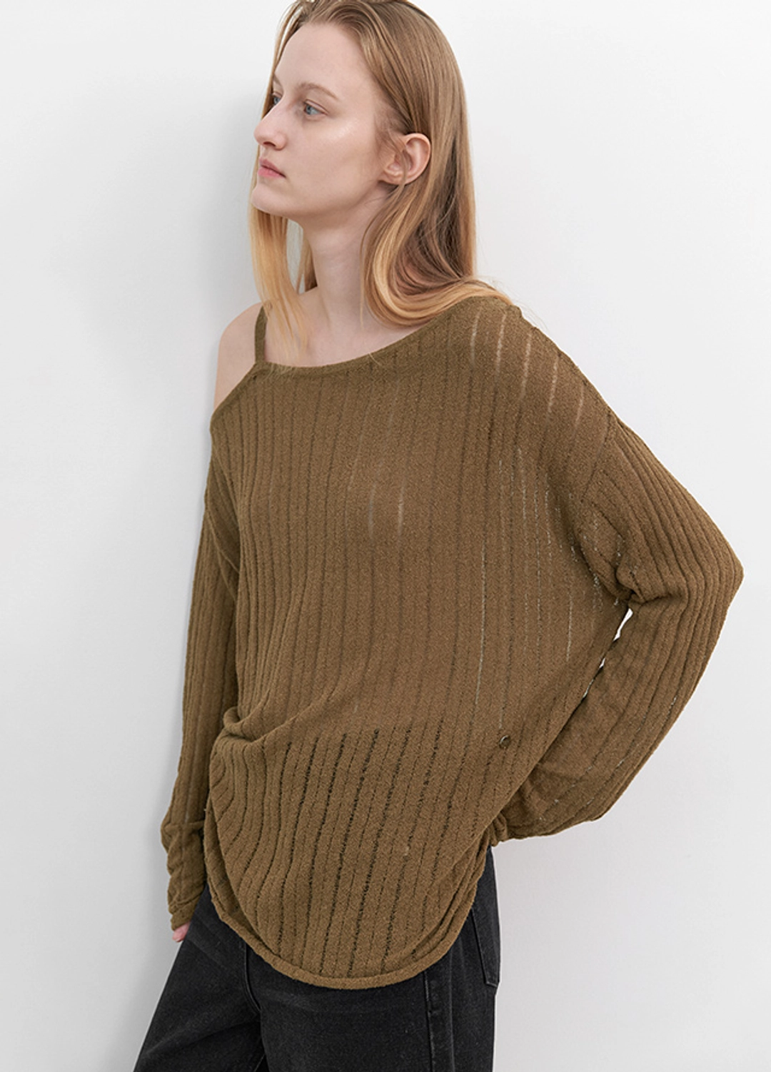 아뜰리에 나인 (T-7238)ONE SHOULDER STRAP SKASI KNIT 상품 이미지 1