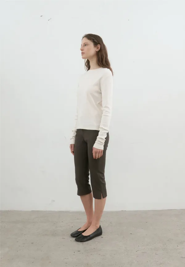 Slit capri pants (mocha)