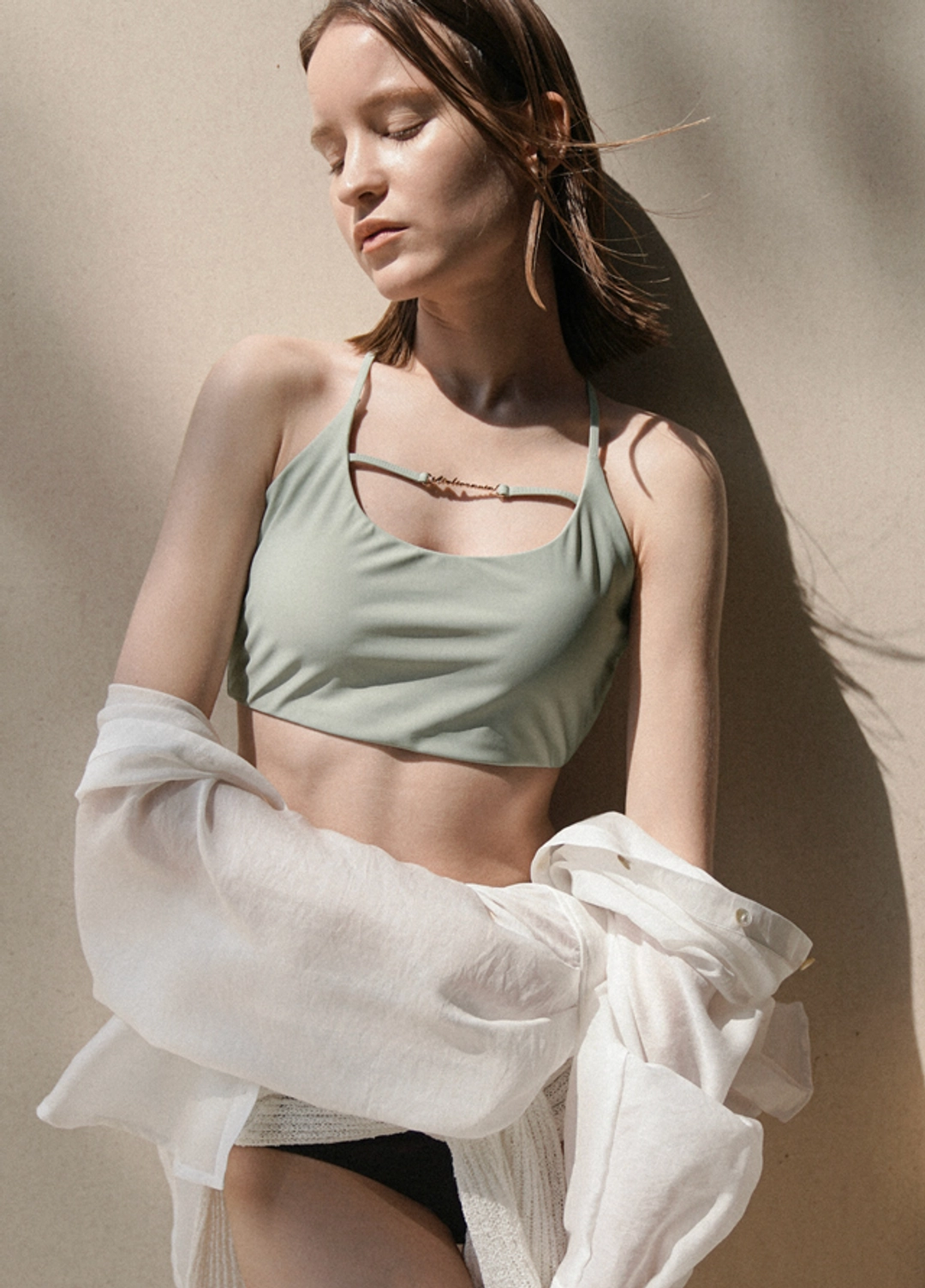 아뜰리에 나인 (SW-809)SWAN BACK STRING SWIM BRA TOP LIGHT GRAY 상품 이미지 3