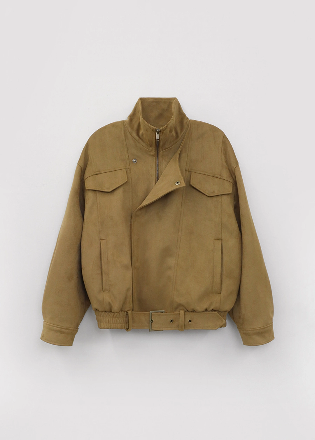 칙스라벨 The CHIX - 밀란 하이넥 스웨이드 봄버 자켓(FAUX) - Camel Beige 상품 이미지 1