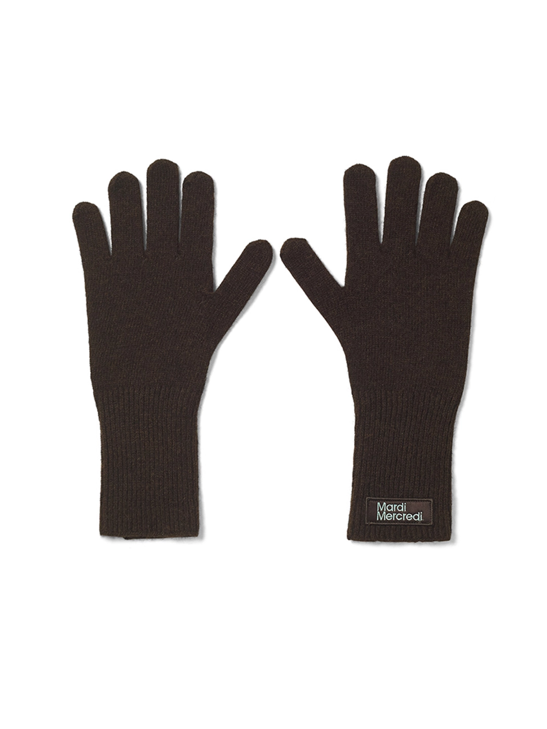 마르디 메크르디 WOOL GLOVE SQUARE LOGO_BROWN 상품 이미지 1