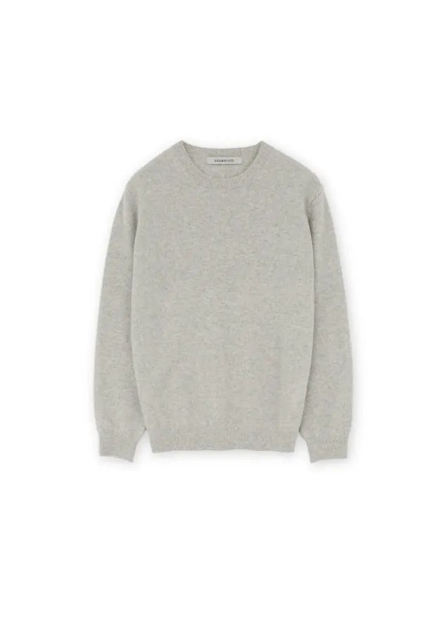 W Extra Super Fine Crewneck Knit, Light Grey