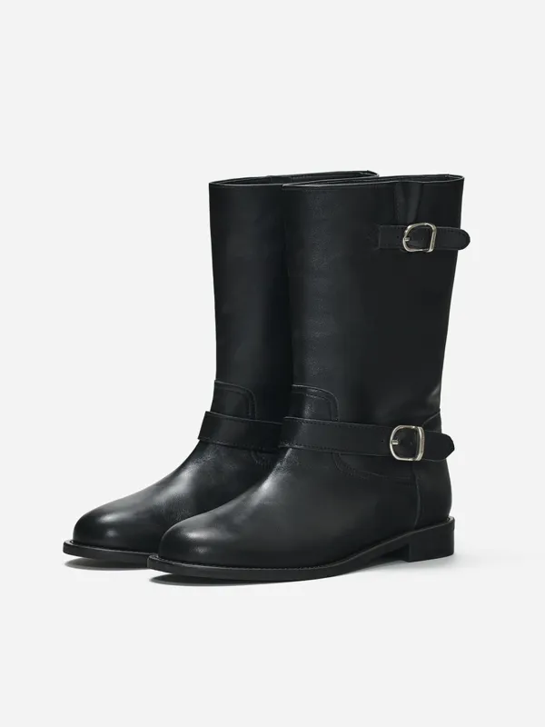 Double Tab Half Boots Black