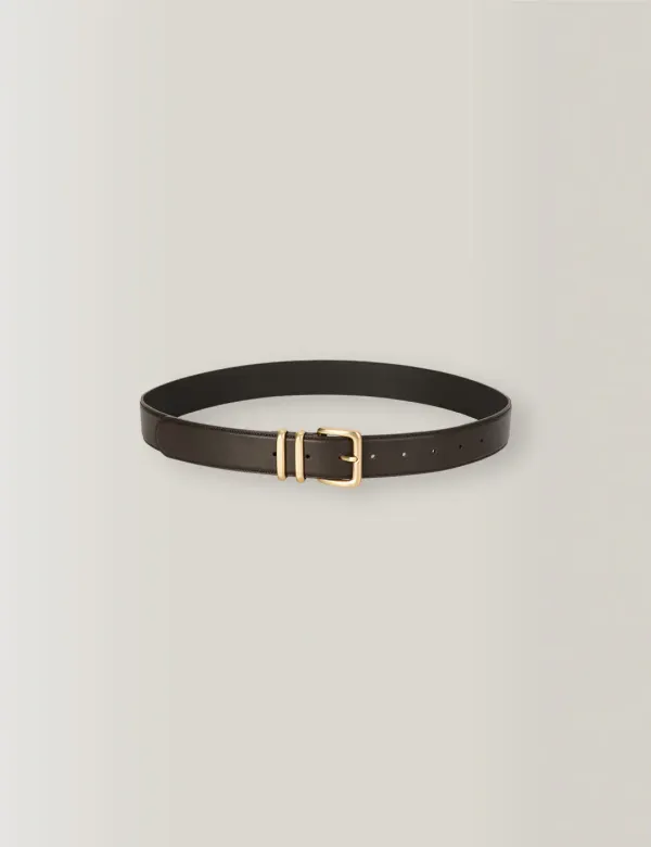 3rd / Italy Leather Buckle Belt (Gold Buckle&Dark Brown)