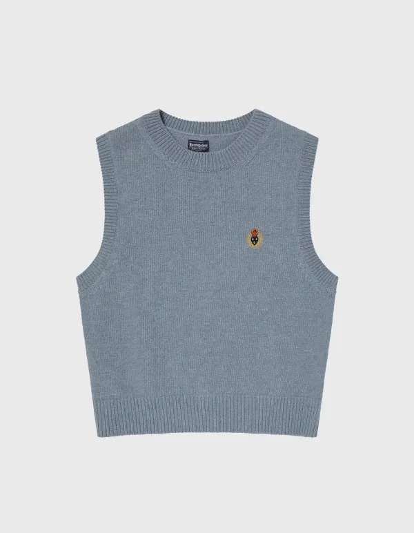 CREST WOOL CASHMERE VEST (W) / Sky blue