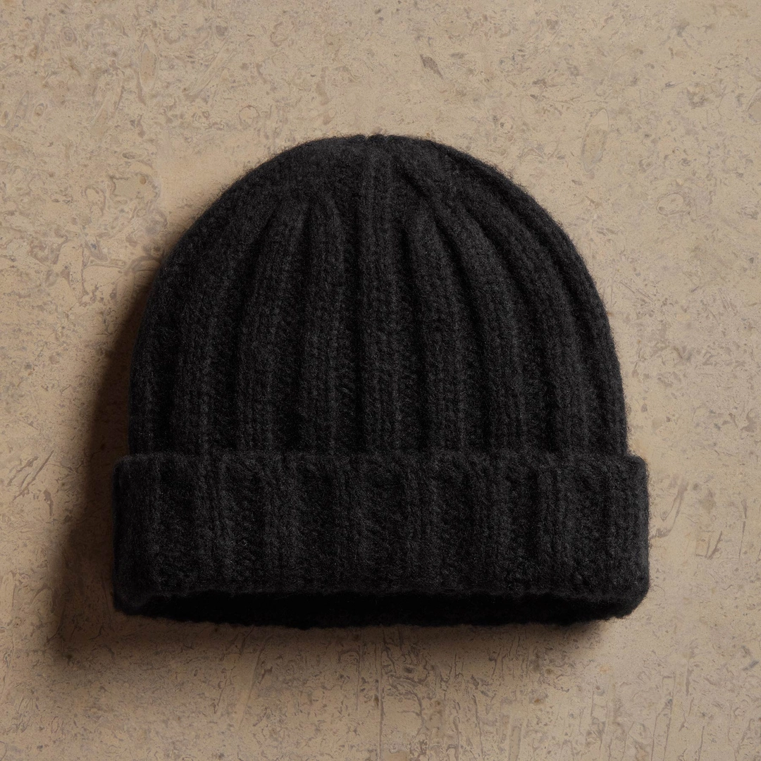 제임스펄스 Lightweight Textured Cashmere Beanie - True Black 상품 이미지 1