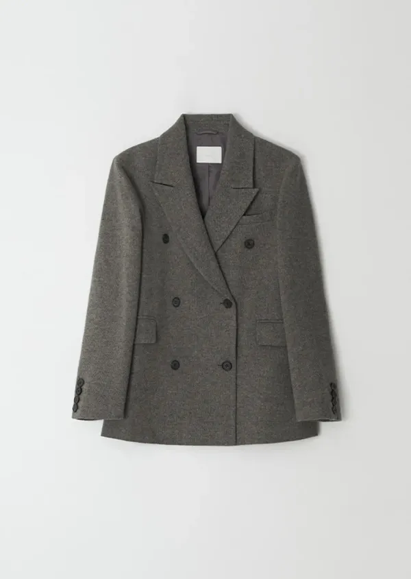 [40%] wool double classic jacket-ash.brown