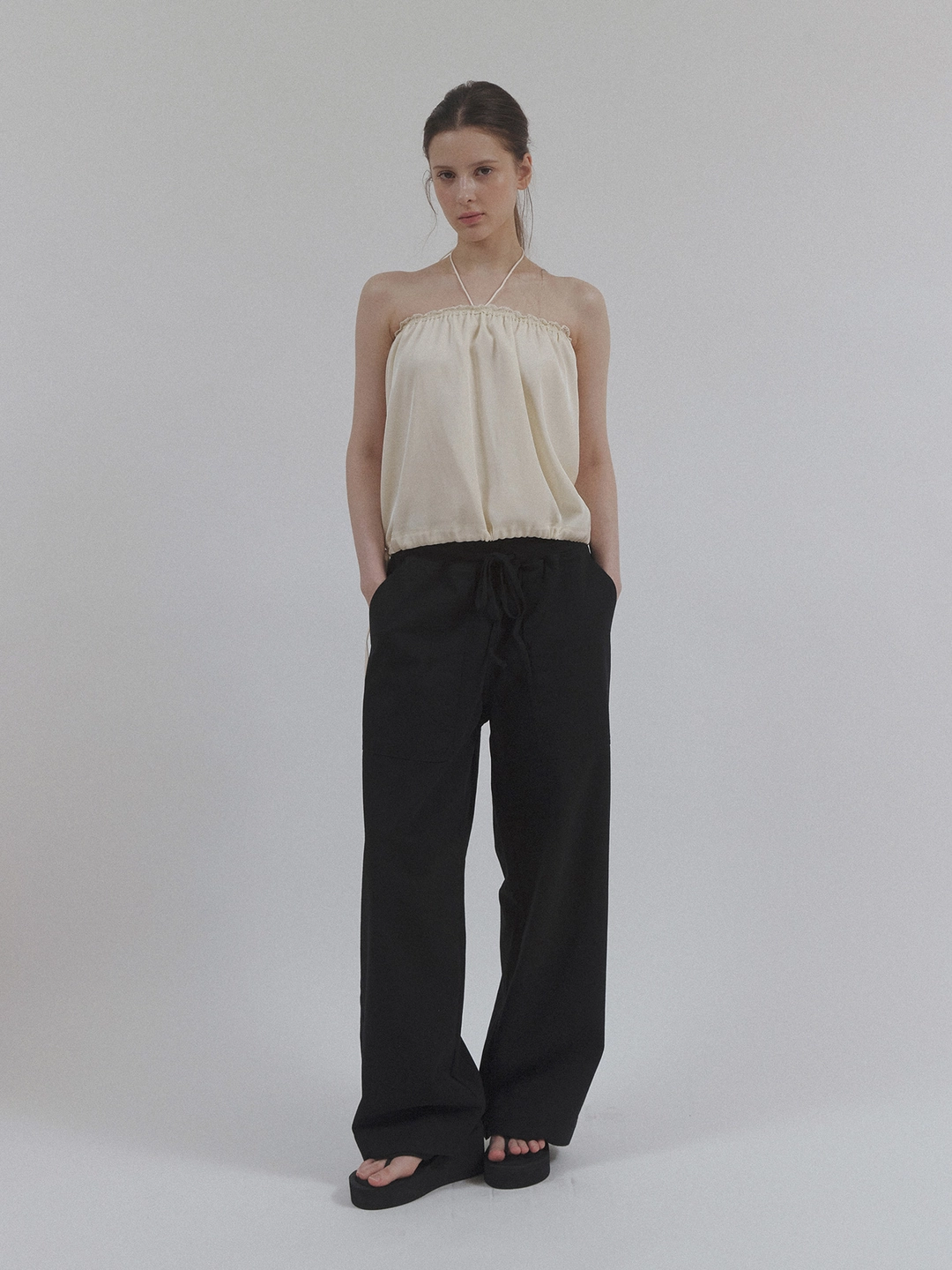 헤더먼트 rib summer cotton pants (black) 상품 이미지 1