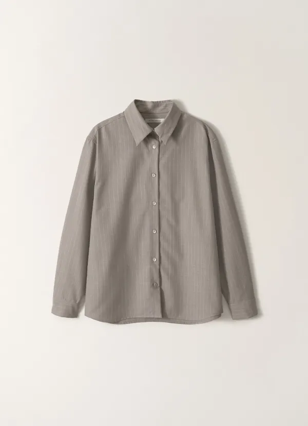5TH / Noa Wool Shirt (Ash Gray Stripe)