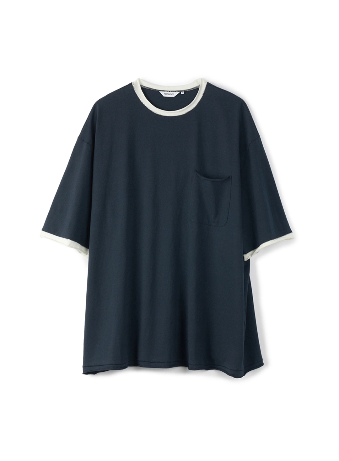 파르티멘토 Ringer Raw Edge Pocket Tee_Navy 상품 이미지 1