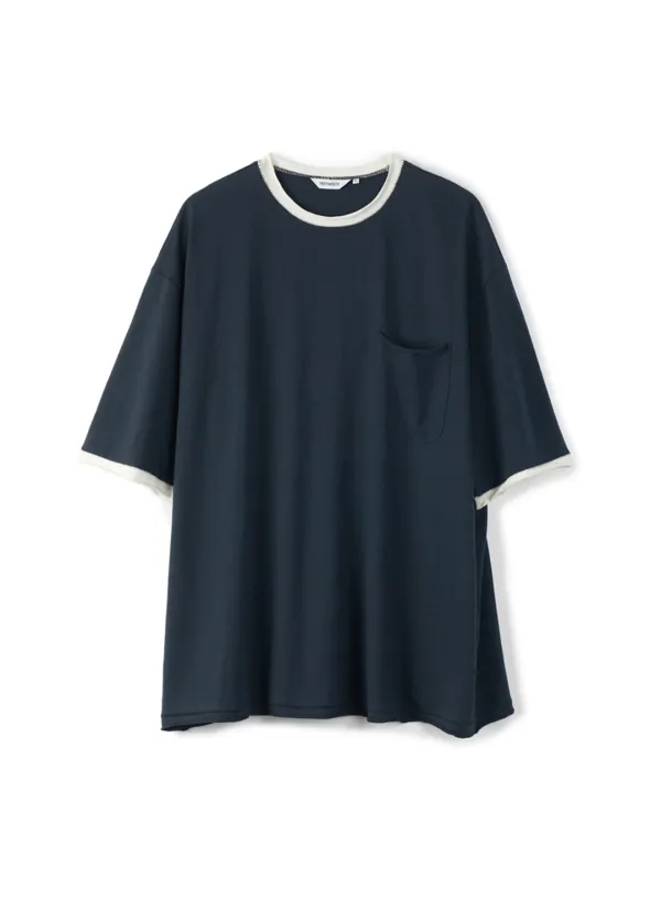 Ringer Raw Edge Pocket Tee_Navy