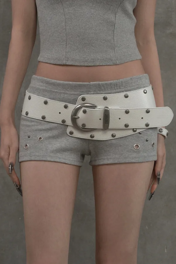 Curved Stud Belt (ivory)