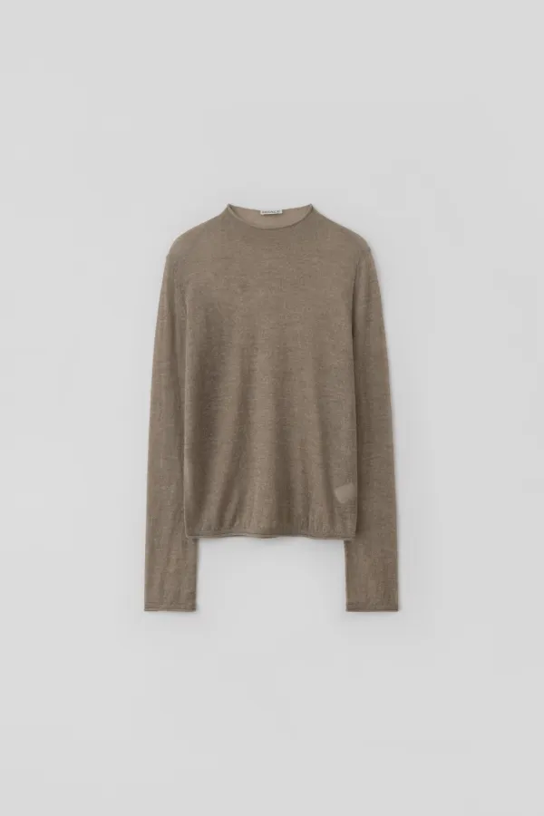 Sheer Mock-Neck Knit_Beige